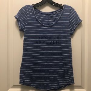 Banana Republic Blue White Striped Logo Tee XS